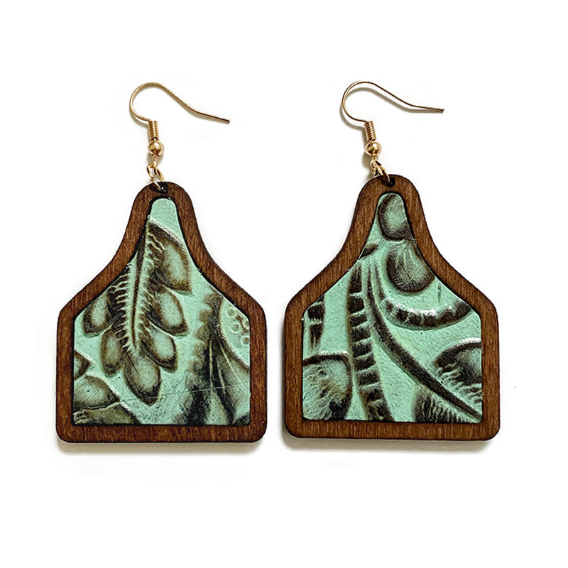 Western Vintage Cactus Leather Earrings - product image 5