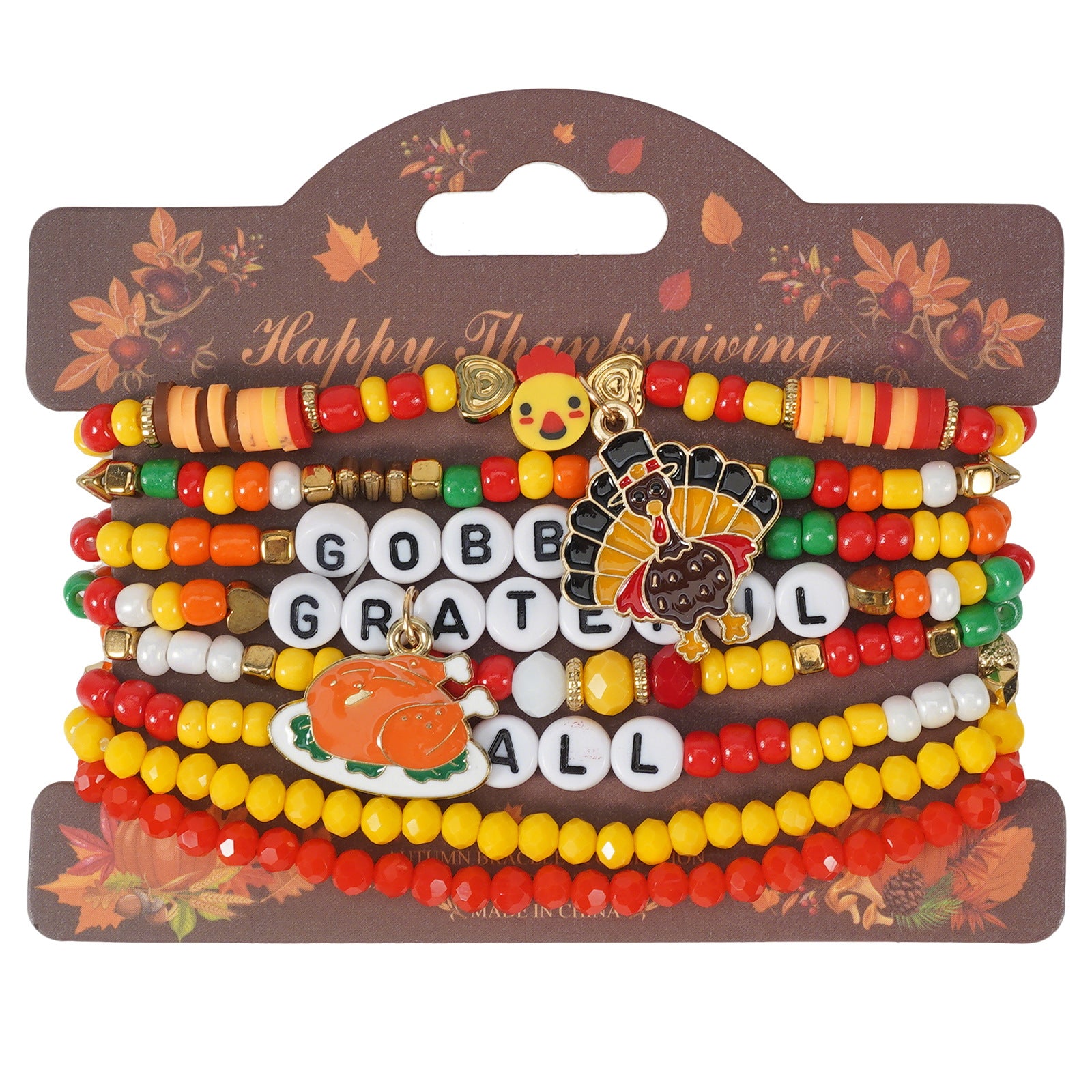 Autumn Thanksgiving Bracelet Maple Leaf - Turkey - Pumpkin - Squirrel - Pine