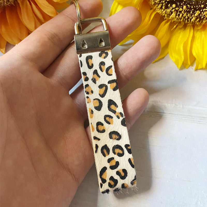 Vintage Horse Cross Leather Keychain