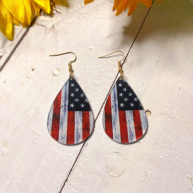 Cross Flag Wood Acrylic Earrings - product image 3