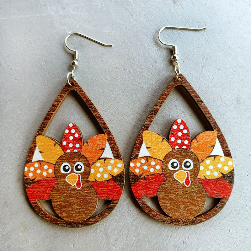Thanksgiving Turkey Earrings - Water Drop Polka Dot Football Sports Earrings - product image 2