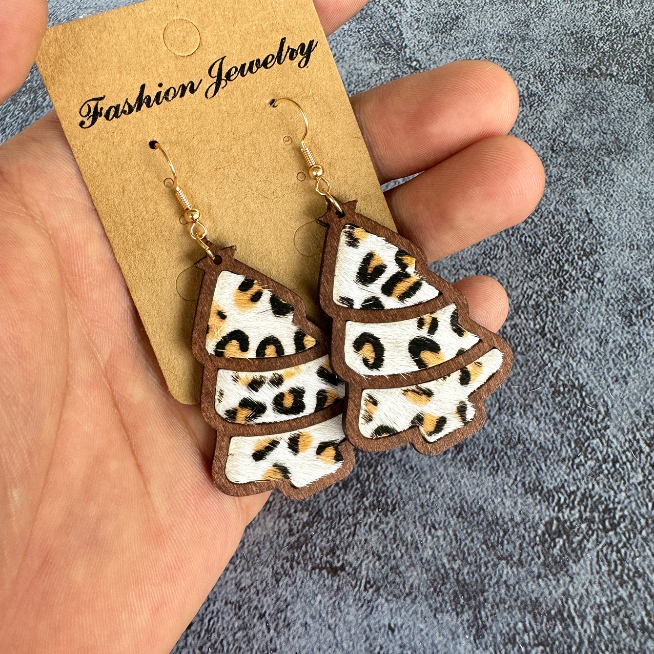 Western Horse Wood Leather Earrings - product image 2