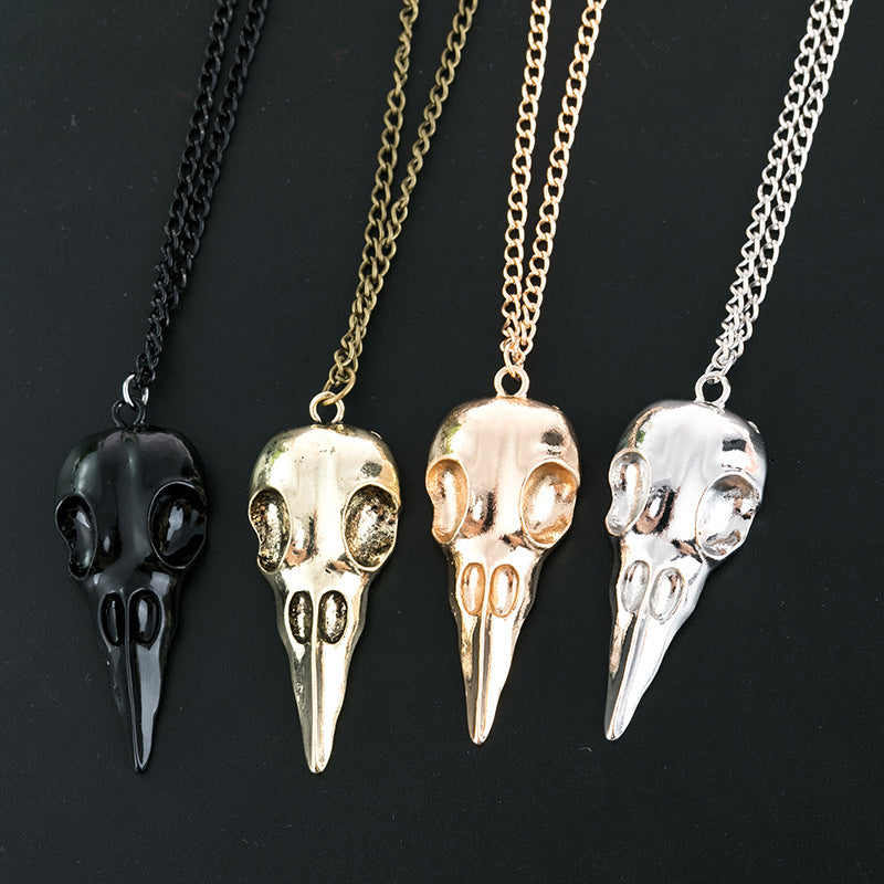 Punk Metal Crow Skull Pendant Necklace Halloween - product image 1