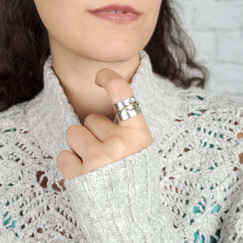 Vintage Moon Cross Ring