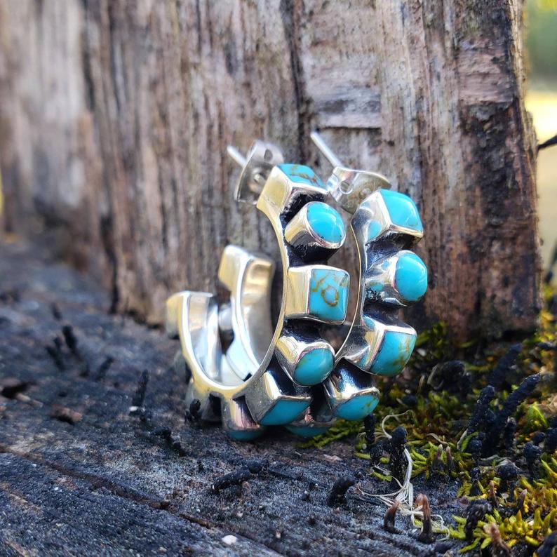 Turquoise Boho Vintage Statement Cross Earrings - product image 8