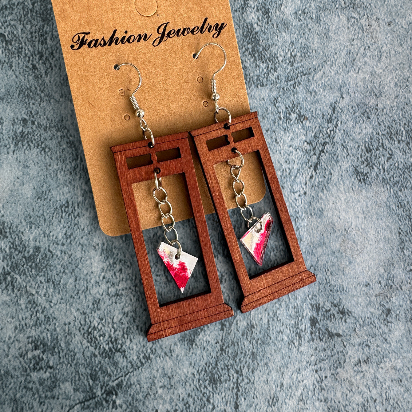 Vintage Cross Wood Earrings