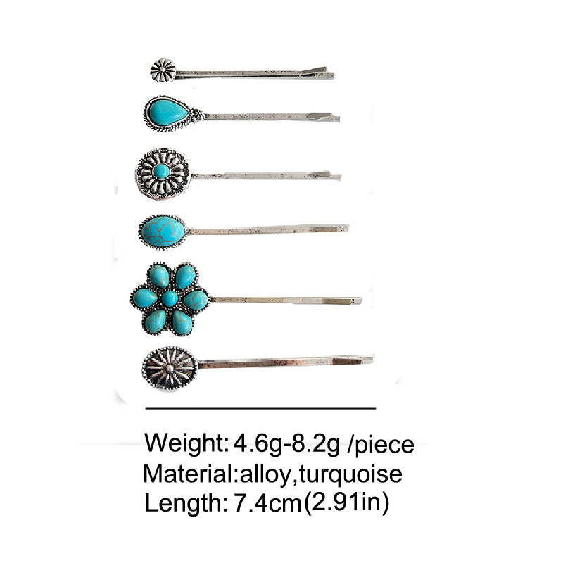 Western Turquoise Vintage Floral Cross Hair Accessory