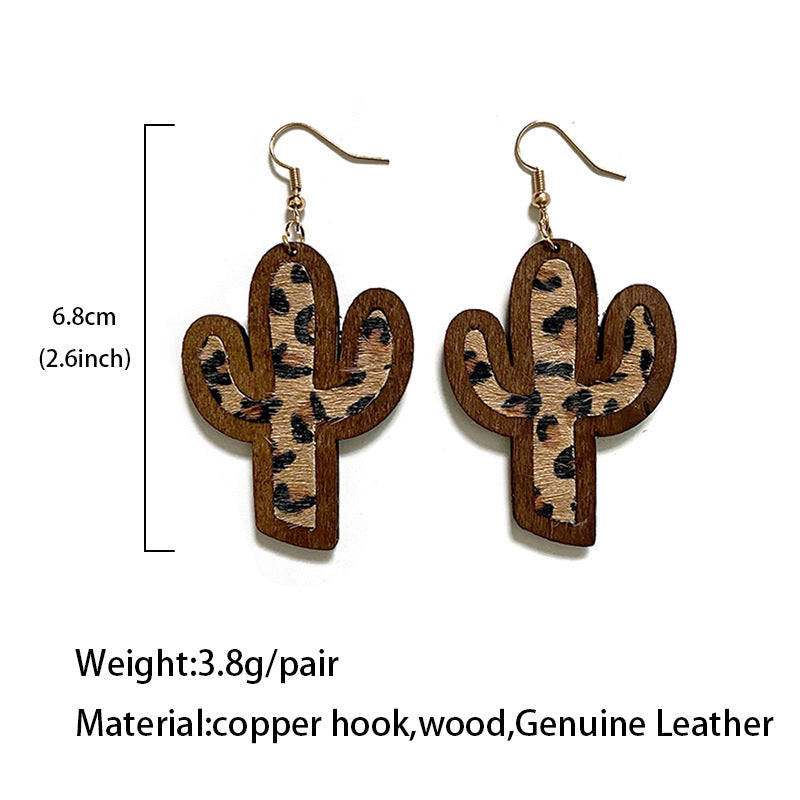 Western Horse Cactus Cross Leather Earrings - product image 4