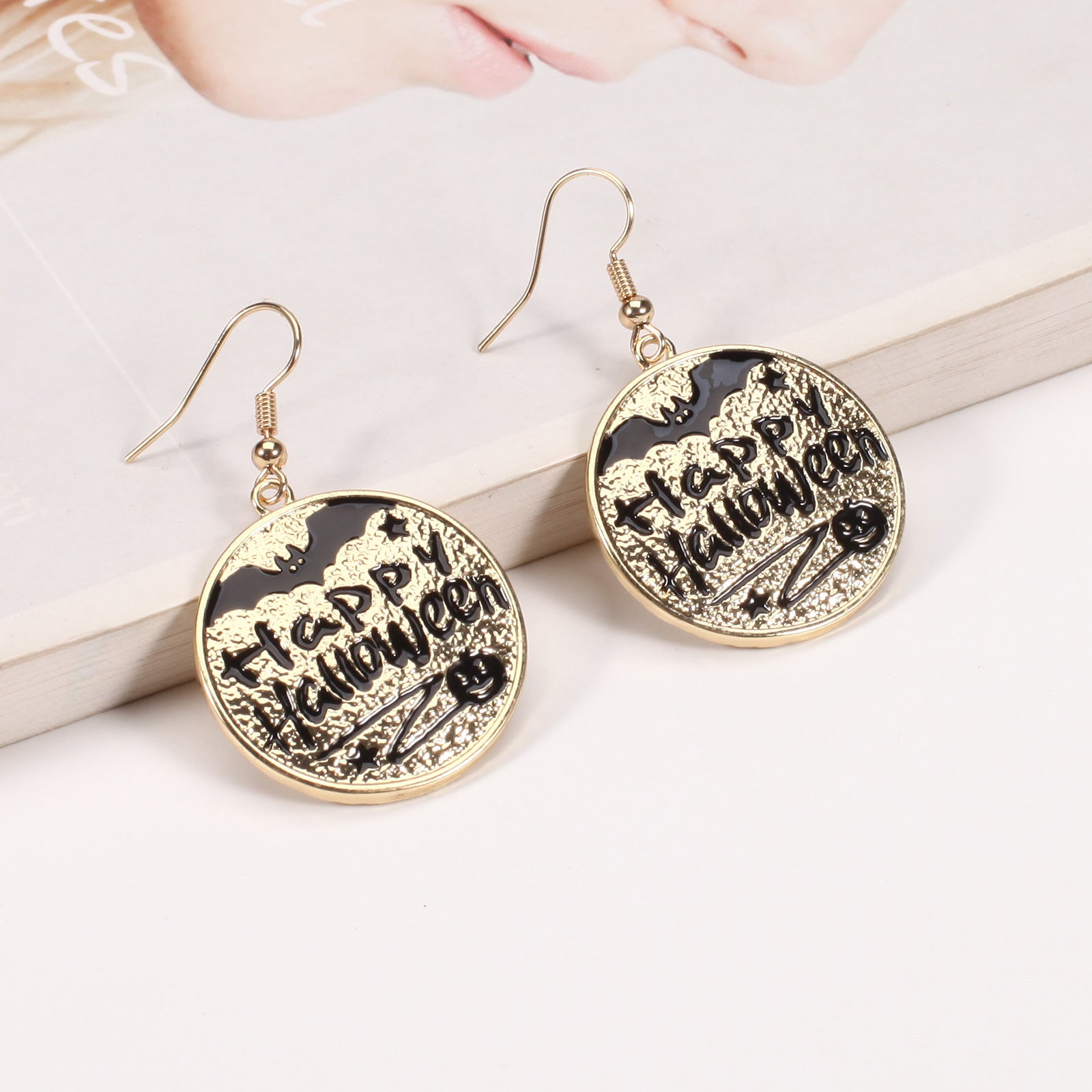 Pumpkin Hat Ghost Skull Bat Spider Web Pattern Earrings Halloween Party Ear - product image 15