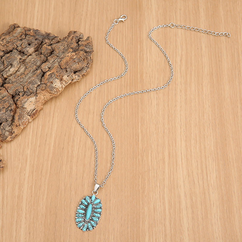 Western Turquoise Vintage Statement Cross Necklace - product image 3