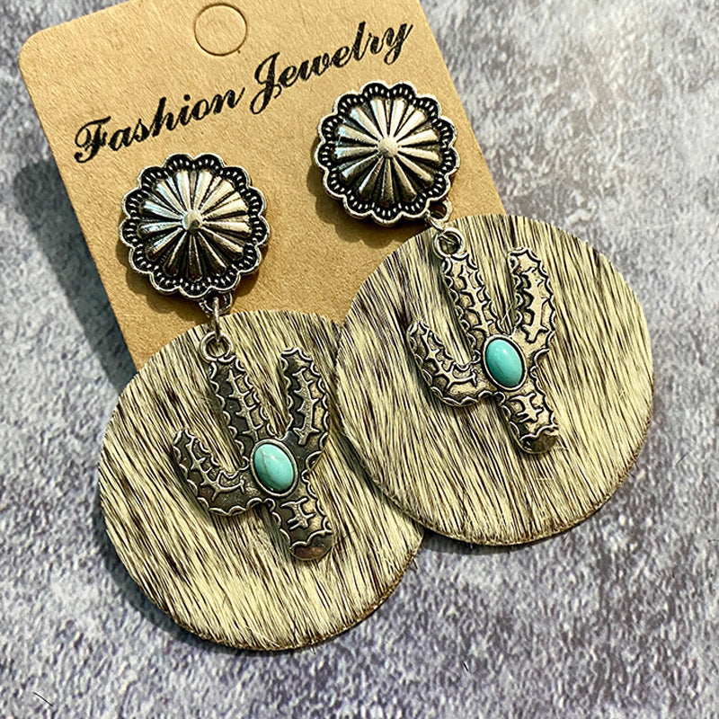 Western Boho Vintage Cactus Cross Earrings - product image 2