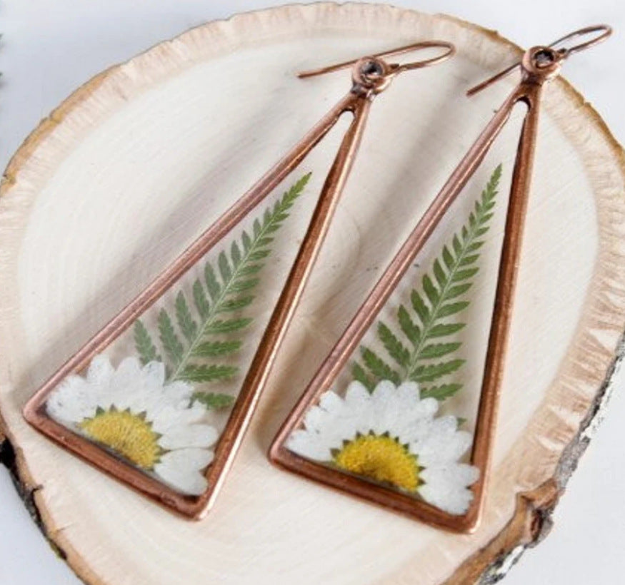 Vintage Geometric Floral Cross Resin Earrings - product image 7
