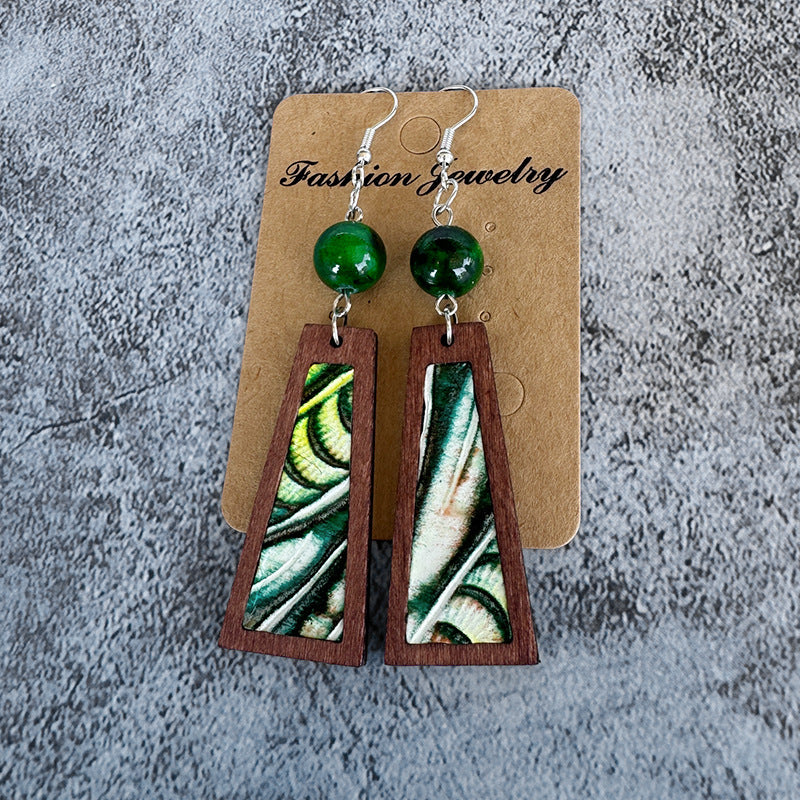 Turquoise Vintage Cross Leather Earrings - product image 11