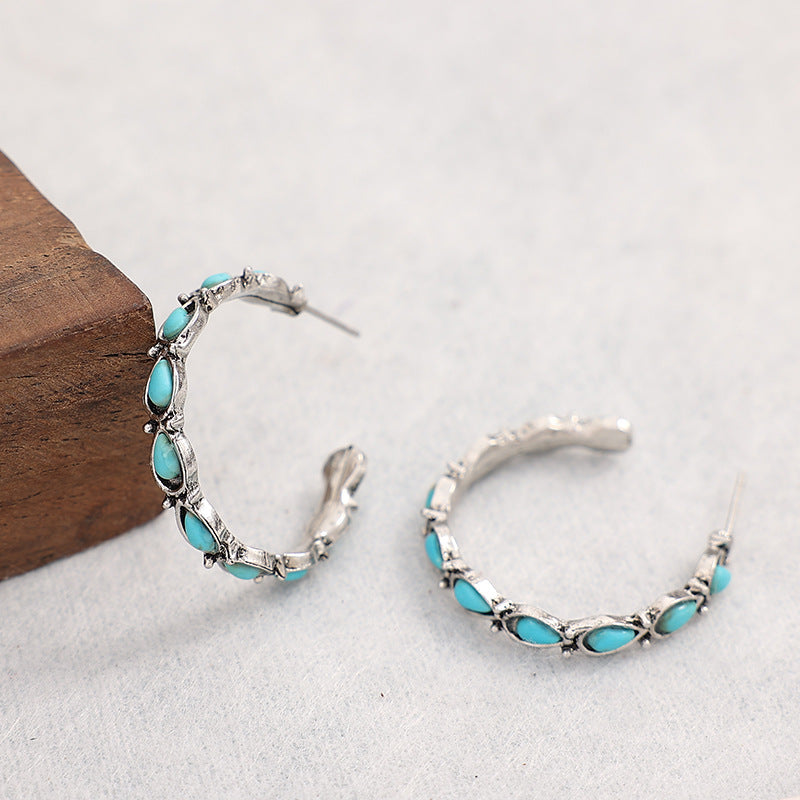 Western Turquoise Statement Cross Earrings - product image 5