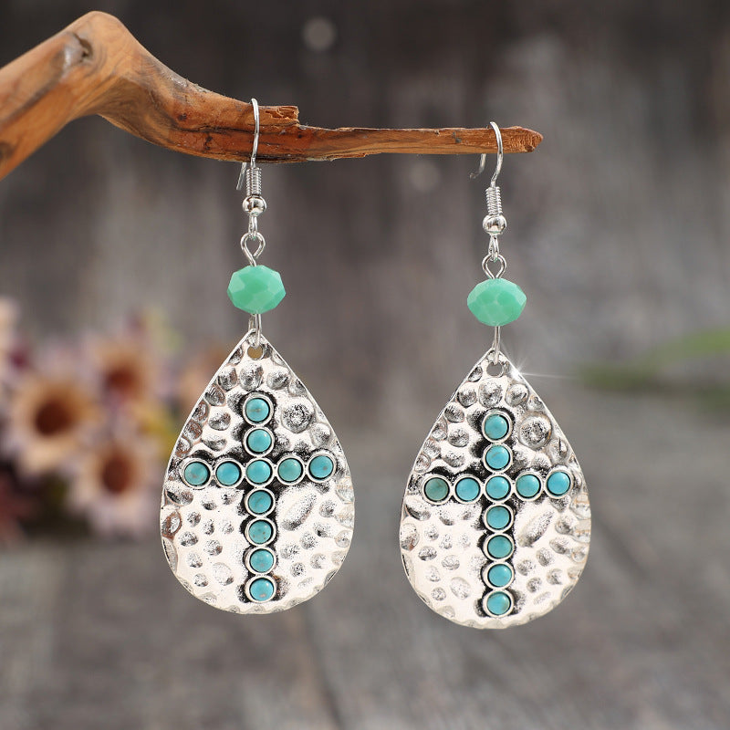 Turquoise Boho Cross Earrings - product image 1