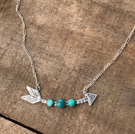Turquoise Vintage Feather Cross Necklace - product image 1