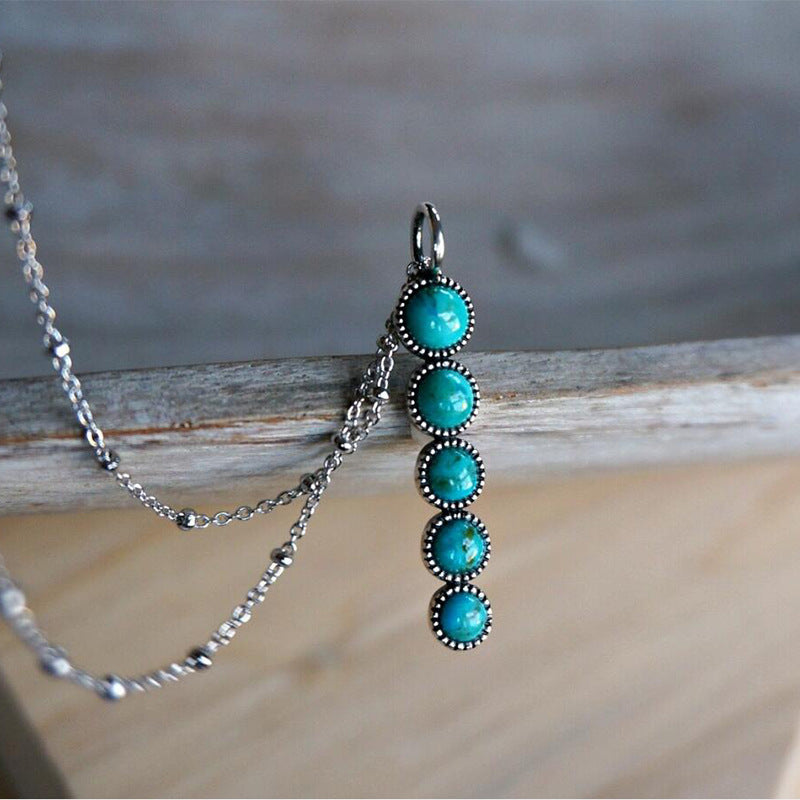 Turquoise Boho Vintage Cross Necklace