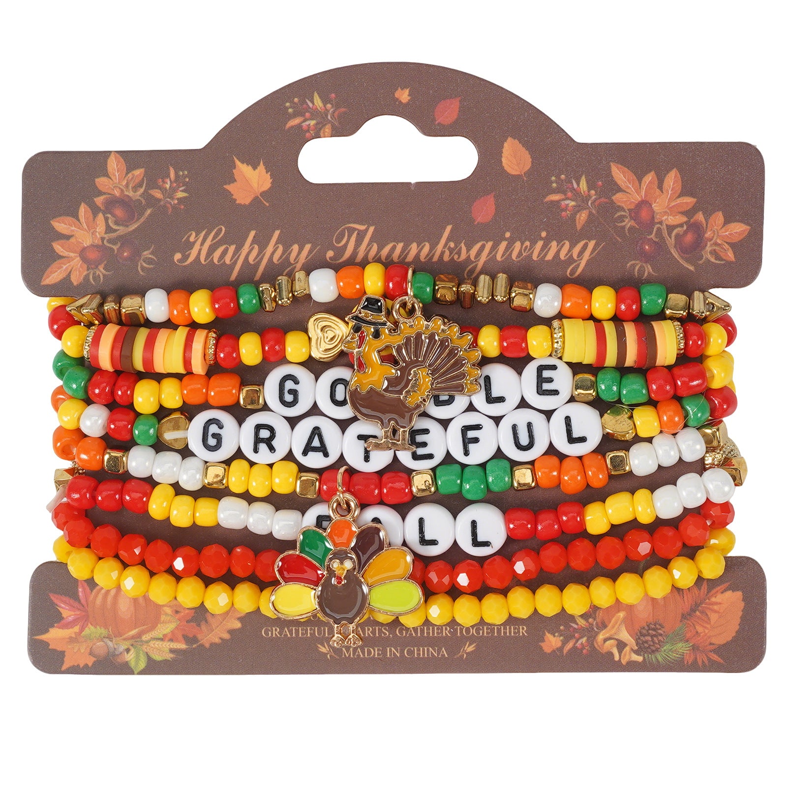 Autumn Thanksgiving Bracelet Maple Leaf - Turkey - Pumpkin - Squirrel - Pine