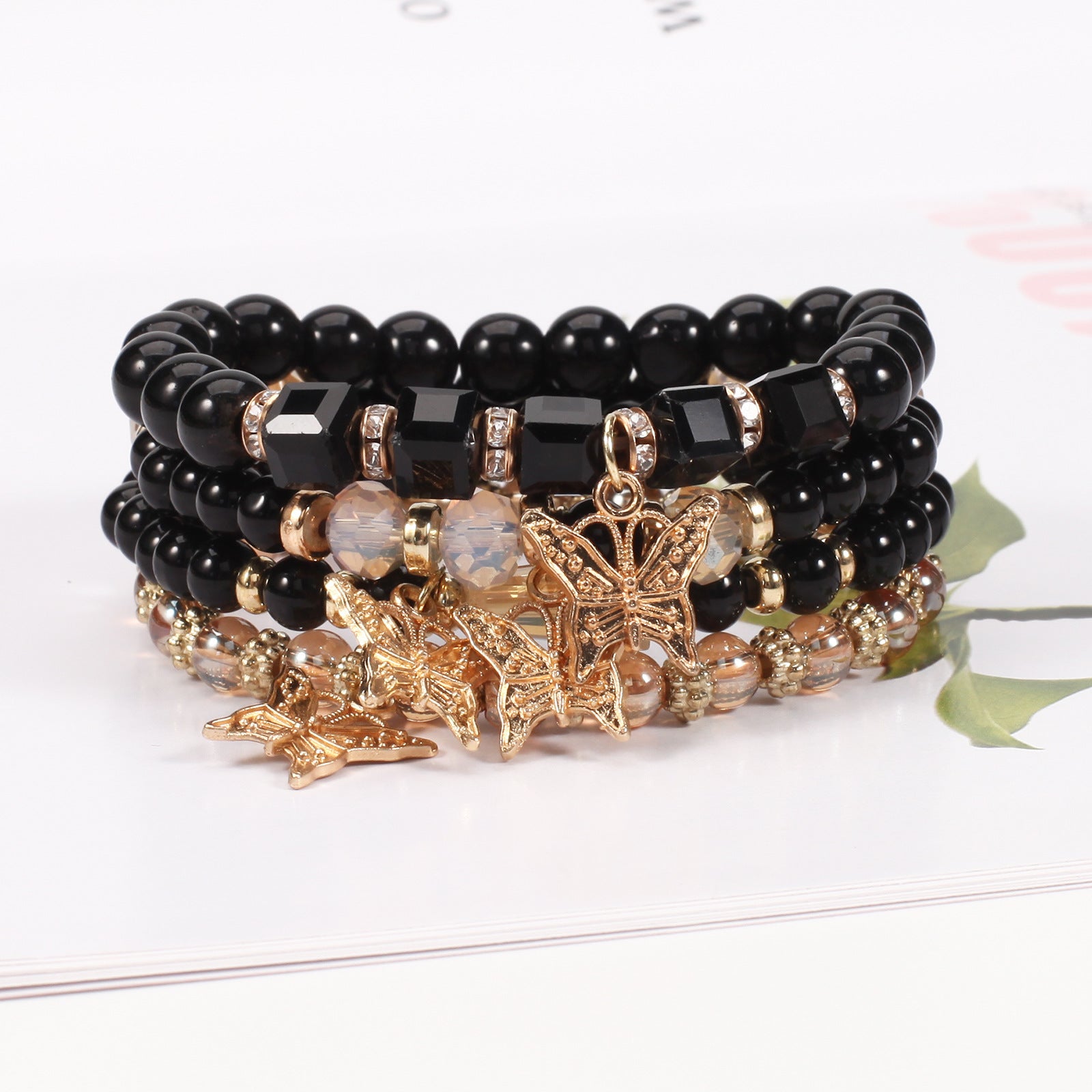Boho Butterfly Beaded Crystal Jewelry Set