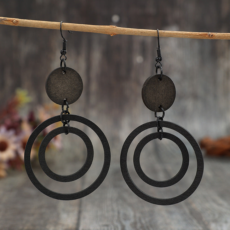Vintage Cross Wood Earrings