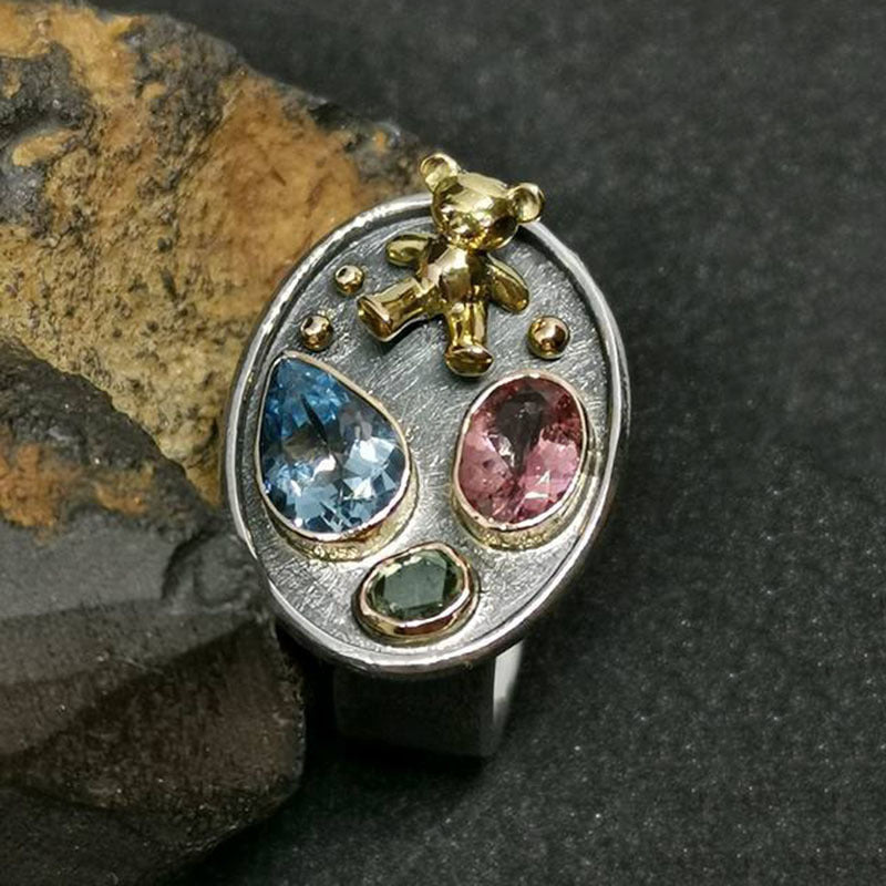 Vintage Geometric Crystal Ring for Women - product image 3