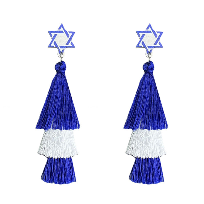 Supplies Hanukkah Holiday Accessories - Multi-layered Tassel Earrings -