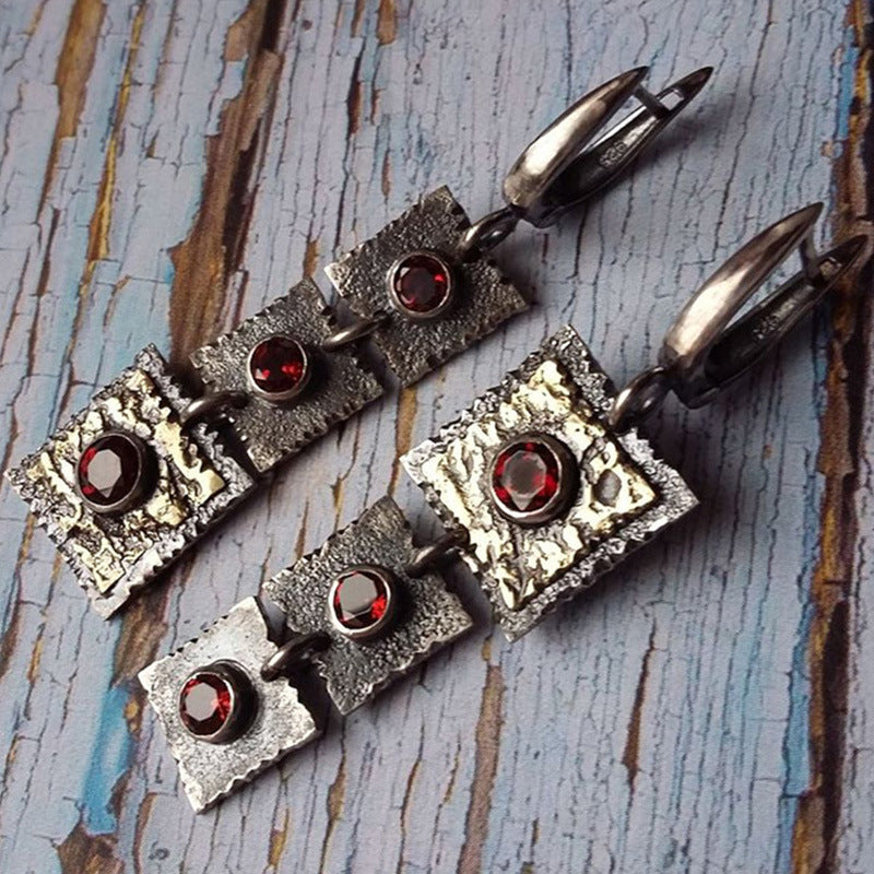 Vintage Geometric Cross Crystal Earrings - product image 1