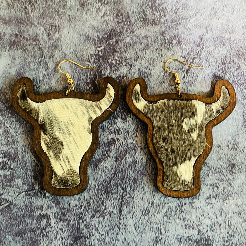 Western Vintage Cow Skull Horse Cross Earrings - product image 12