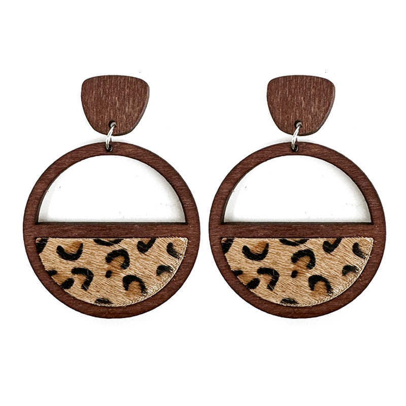 Western Statement Geometric Cross Leather Earrings - product image 5