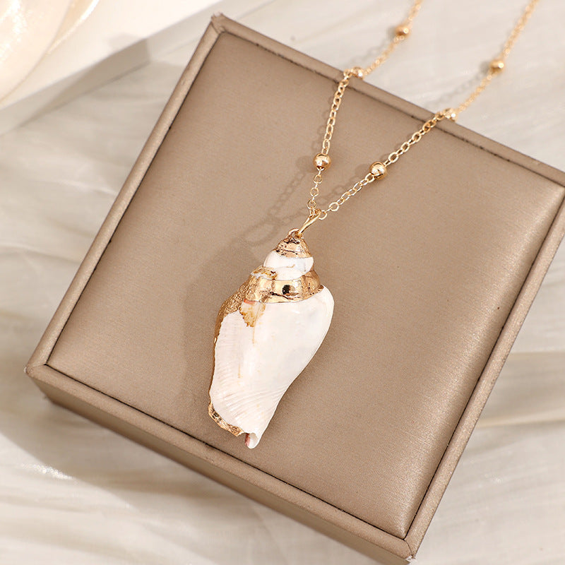 2019aliexpress : Ocean‑style Necklace with Gold‑trimmed Seashells and Conch - product image 29
