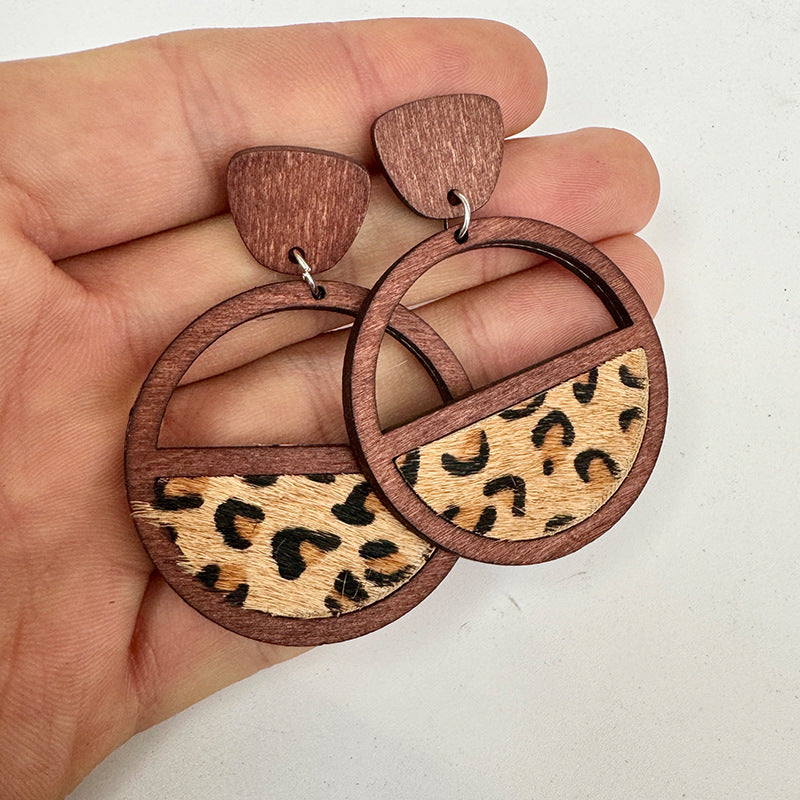 Western Statement Geometric Cross Leather Earrings - product image 3