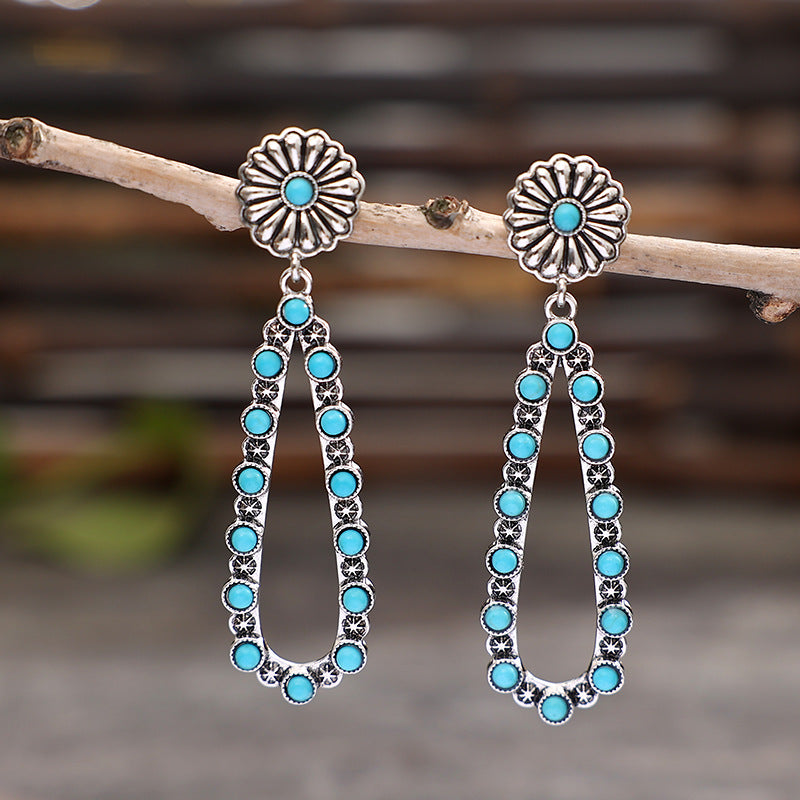 Turquoise Boho Vintage Cross Earrings - product image 1