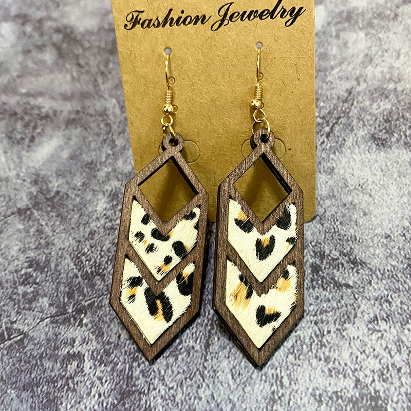 Western Geometric Cross Leather Earrings - product image 6