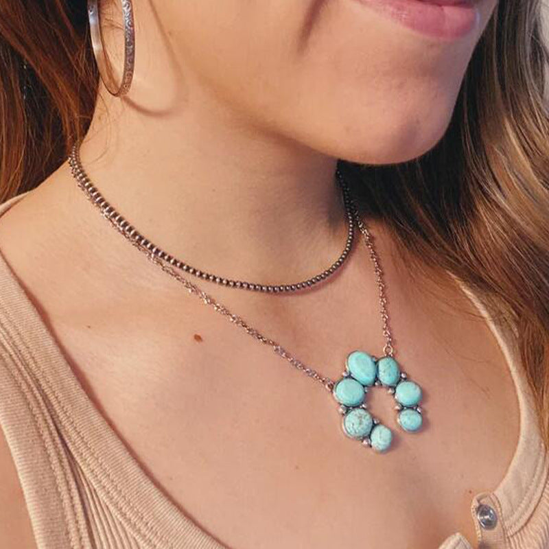Turquoise Boho Vintage Floral Necklace - product image 3