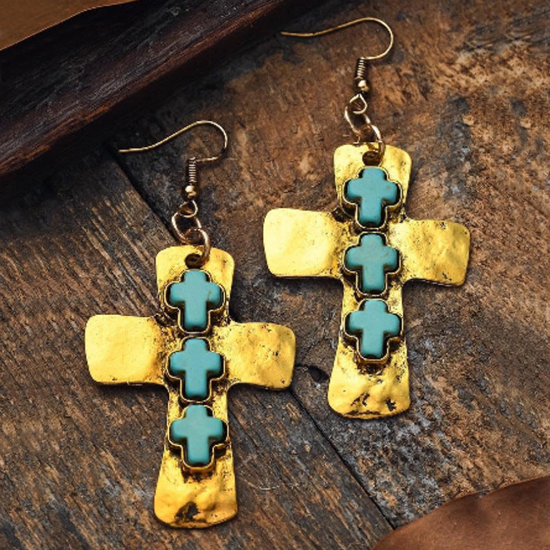 Turquoise Vintage Cross Earrings - product image 1