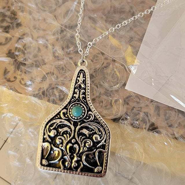 Turquoise Vintage Geometric Cross Necklace - product image 5