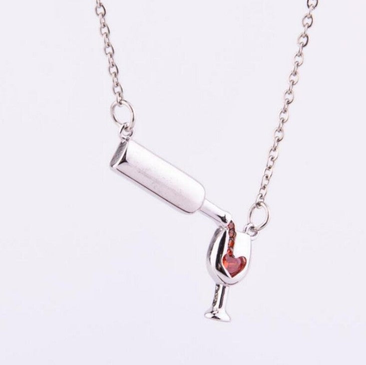 Heart Wine Glass Necklace for Women