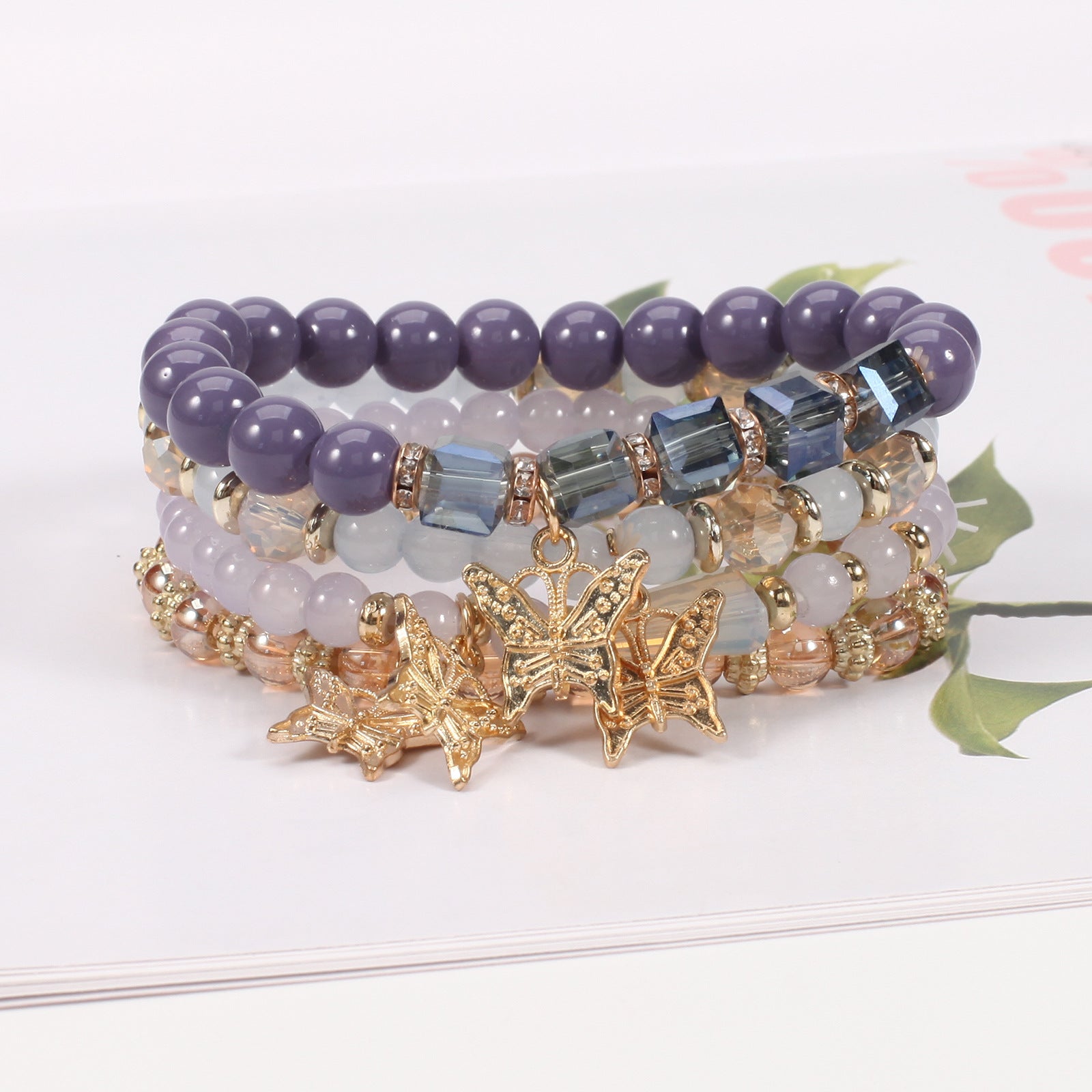 Boho Butterfly Beaded Crystal Jewelry Set