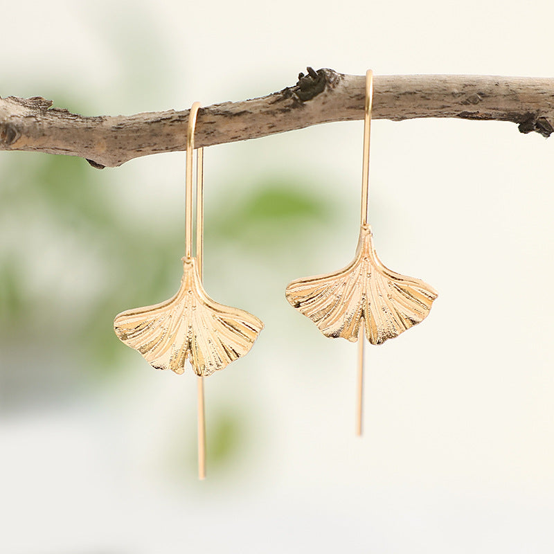 Forest-style Fresh Ginkgo Leaf Earrings - Ear Hooks for Women - Niche -