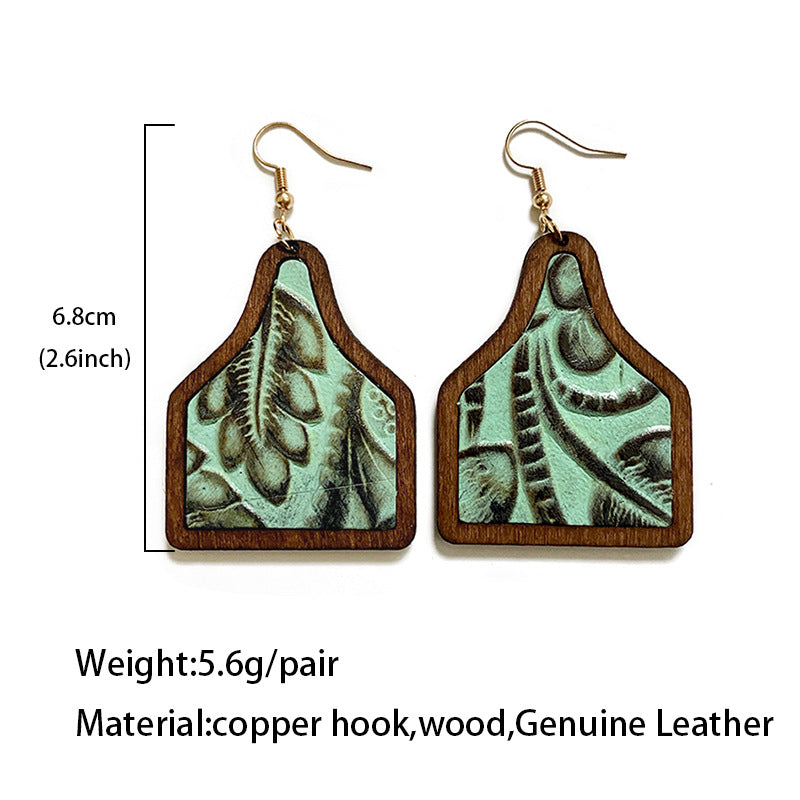 Western Vintage Cactus Leather Earrings - product image 4