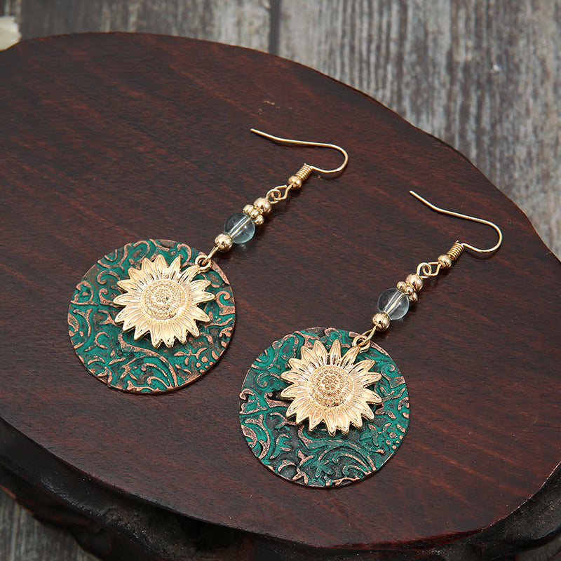 Boho Vintage Floral Cross Earrings