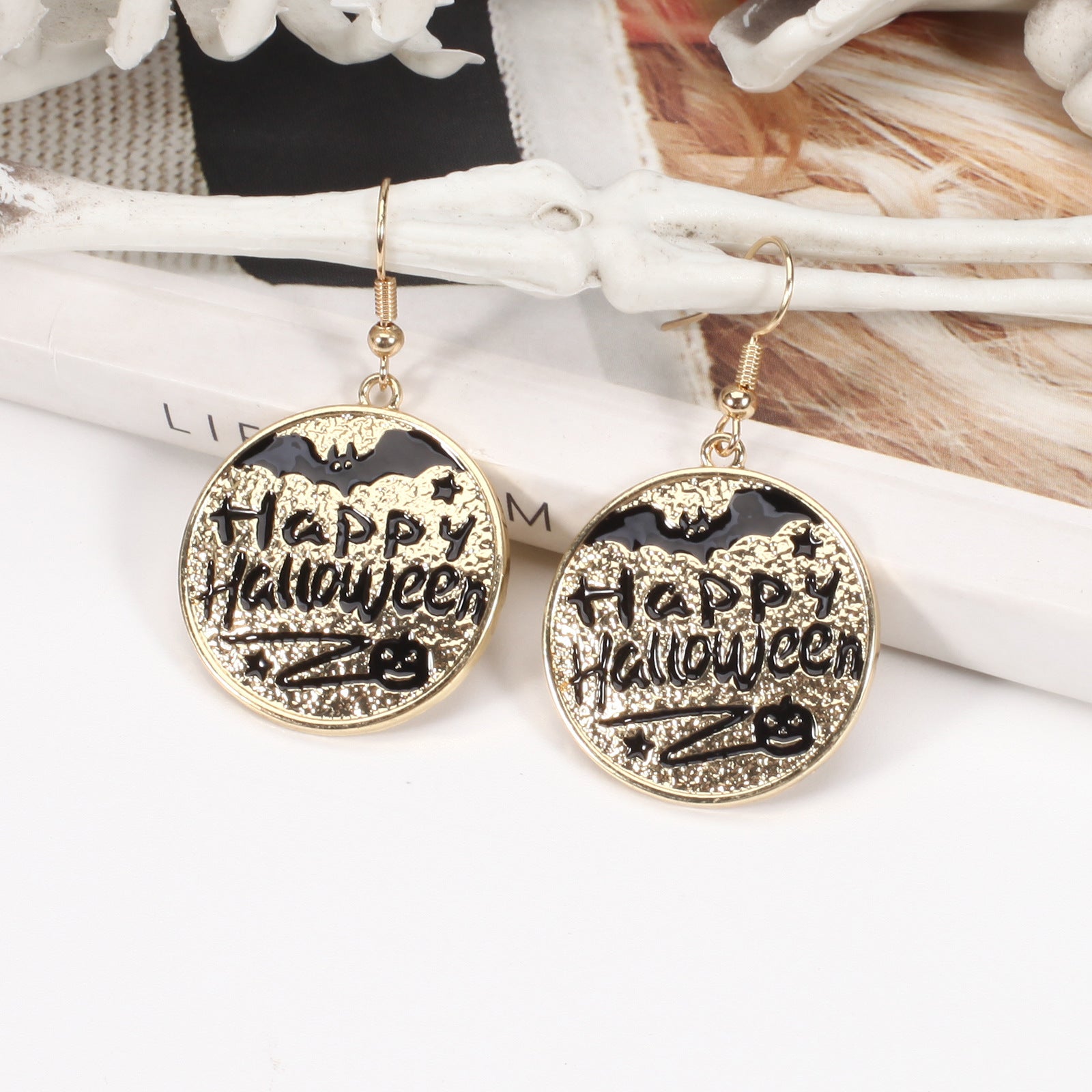 Pumpkin Hat Ghost Skull Bat Spider Web Pattern Earrings Halloween Party Ear - product image 16
