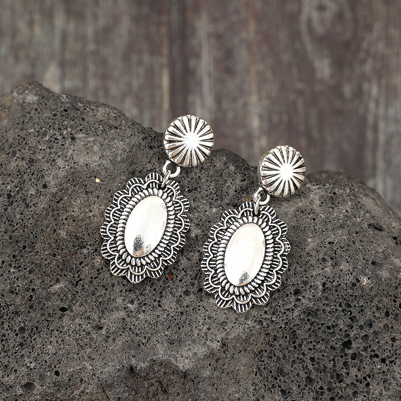 Boho Vintage Geometric Floral Cross Earrings - product image 3