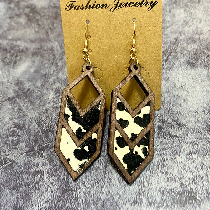 Western Geometric Cross Leather Earrings - product image 7