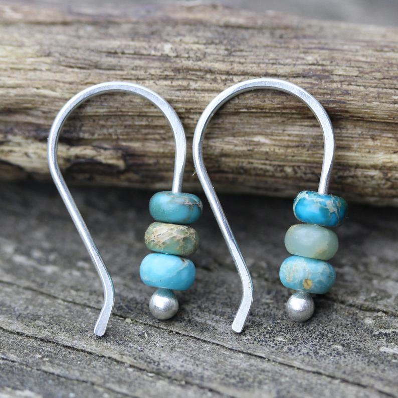 Turquoise Vintage Cross Beaded Earrings - product image 4