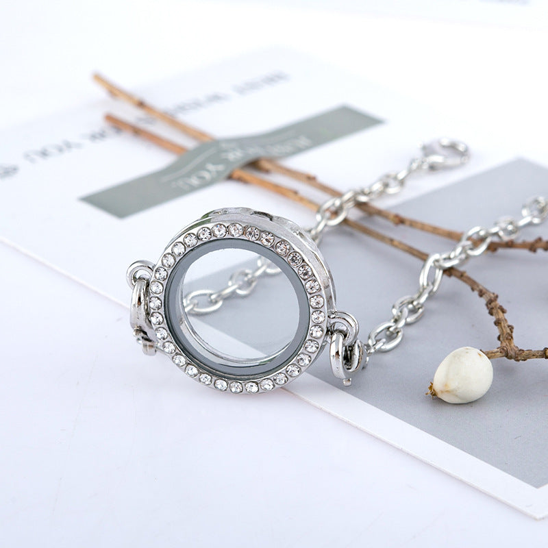 Style Diamond-encrusted Round Bracelet Can Be Opened Diy Photo Box - product image 5