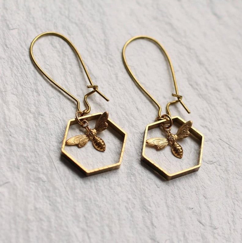 Geometric Cross Bee Earrings - product image 1