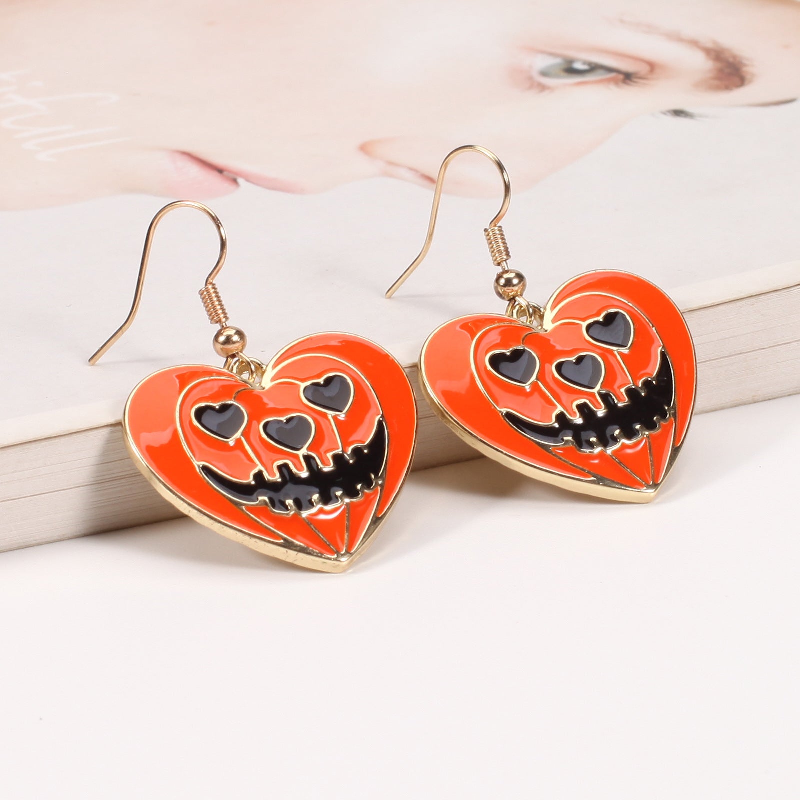 Pumpkin Hat Ghost Skull Bat Spider Web Pattern Earrings Halloween Party Ear - product image 4