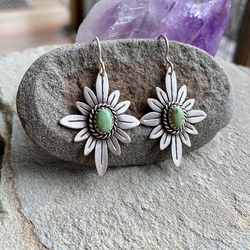 Western Turquoise Vintage Floral Cross Earrings for Women - product image 12