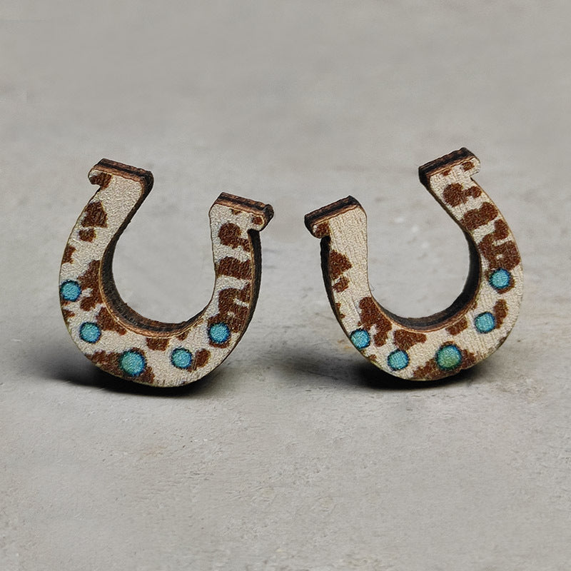 Cow Skull Horse Cactus Cross Wood Earrings - product image 9